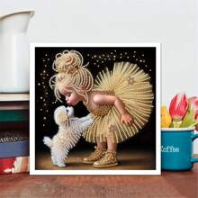 DIY Diamond Painting Kit - Cartoon Girl And Puppy, With Unique Shaped Diamonds, Perfect Decorative Gift Idea For Home, Living Room, Bedroom