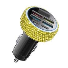 Bling Bling 水钻水晶多端口车载充电器快速充电 PD QC3.0 USB C 车载手机充电器 Type C 适配器 3 合 1 快速充电线兼容 Andriod 手机、行车记录仪、iPad、GPS、节日/生日礼物