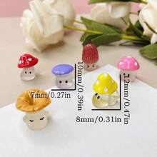 100 件迷你蘑菇可爱树脂小蘑菇雕像假微型蘑菇雕像适用于仙女花园玻璃容器装饰微型景观工艺品 - 彩色 - 查看 7