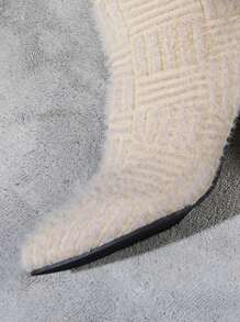 Stivali invernali da donna casual con punta affusolata, ricamati in stile western, con cardigan e stile cowboy
