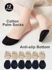 1/6/12 pares de calcetines antideslizantes para mujer, calcetines invisibles sin mostrar el tobillo, calcetines ocultos de corte bajo sin mostrar, adecuados para zapatos de tacón alto o uso diario - Multicolor - Ver 3