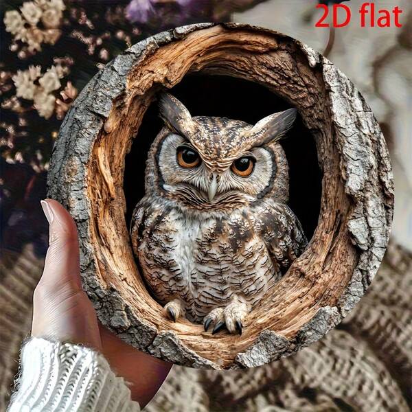 1pc Vintage Owl Metal Wall Signs - Round Metal Decoration For Kitchen, Living Room, Office - The Perfect Holiday Gift For Christmas And Thanksgiving.