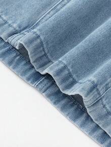 Balabala Mädchen Jeanslatzhose Kleid 2025 süßer zweischichtiger Rock Outfit - Denim hellblau - Übersicht 5