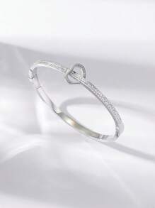 Novo Bracelete de Aço Inoxidável Decorado com Pedras de Zircônia, Simples e da Moda, Presente Perfeito