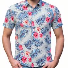 Hawaiian Shirt For Man Short Sleeve Button-Down Vintage Tropical Floral Print, Lightweight Breathable Summer Beach Shirt For Casual Vacation - Q - 查看 5