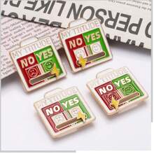 1 pieza Broche deslizante que cambia de humor para mujeres - Broche de expresión divertida MI ACTITUD, insignia de aleación ajustable para regalo
