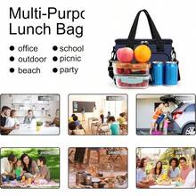Local Shipping-Femuar Reusable Lunch Box For Men/Women - Insulated Lunch Bag Leakproof Lunchbox For Work Office Picnic Beach - Freezable Lunch Cooler Bag With Adjustable Shoulder Strap - Black - 深藍色 - 查看 7