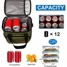 Local Shipping-Femuar Reusable Lunch Box For Men/Women - Insulated Lunch Bag Leakproof Lunchbox For Work Office Picnic Beach - Freezable Lunch Cooler Bag With Adjustable Shoulder Strap - Black - 9-Army green - 查看 2