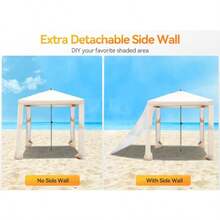 Beach Cabana 6.2' X 6' Portable Canopy With Side Wall 4 Adjustable Height UPF 50+ UV Protection Easy To Set Up Cool Cabana Tent Waterproof Beach Shelter For Outdoor Patio - CreamColor - View 2
