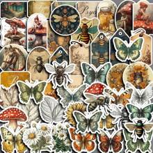 50 pièces Autocollants de la série plante et fleur de la forêt, vintage, bande dessinée, réutilisable pour le scrapbooking, peint à la main, fabrication de cartes, décoration de cadeaux, artisanat, fournitures de bureau et scolaires