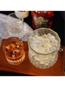 1个优雅透明带提手冰桶 - 时尚便携式饮料冷却器，适用于派对、活动、婚礼、生日用品、家居和派对装饰