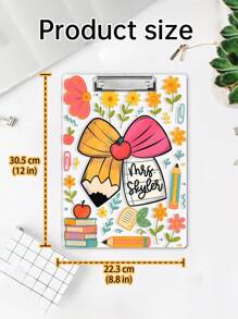 1pc Personalized Teacher Appreciation Gift, Custom Pencil Floral Teacher Clipboard, End Of Year Gift, Back To School Teacher School Supplies