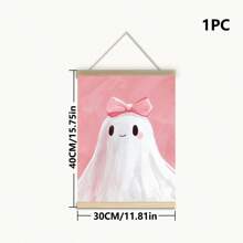 1pc, Canvas Wall Art, Framed Art Decor, Waterproof, Vintage Pink Bow Spooky, Halloween Children's Room Decor, Spooky In Pink Bathtub, Edgy Fashion Home Decor, Cute And Charming Spooky Paintings, Fall Decor, Halloween Decor, Room Decor, Dorm Room Decor, Bedroom Home, Wall Decor, Back To School Decor, School Dorm Decor, Bathroom Decor