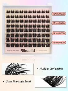 Rikuaild 80pcs D Curl 10-16mm Thick & Curly Lashes, Create Natural & Voluminous Makeup Look, Moisturizing, Suitable For DIY, Cosplay And Daily Makeup - D - View 3