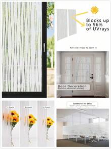 Window Film Privacy Frosted Stripe Patterns Window Frosting Film No Glue Static Cling Stained Glass Film UV Protection Self Adhesive Window Sticker Cover For Home Office, Stickers, Wall Decal, Vinyl Decal For Home Decorations, Spring Decoration Items Refresh Your Home, Rama Decoration Stickers Gifts Birthday Graduation