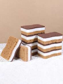 1/3/5/10 件棕色海藻形三层双面多用途魔术海绵，强力清洁厨房洗碗 - 棕色 - 查看 4