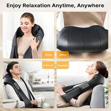 Senmeo Shiatsu Neck And Back Massager, Electric Shoulder Massager With 4D Heating Function, Neck, Back, Shoulder, Foot, Leg Massage Pillow For Muscle Pain Relief, Suitable For Home/Office/Car, Perfect Gift For Ladies/Men