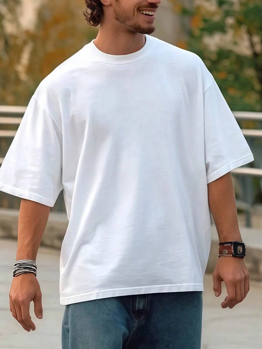 T-shirt con maniche corte, vestibilità ampia, da uomo, design elegante, essenziale per l'estate, facile da abbinare, mostra il tuo stile