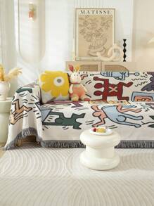 1 pieza Manta de picnic de jacquard para exteriores, Esterilla para acampar, Esterilla portátil para el suelo, Almohadilla para el césped, Mantel multiuso, Manta para autocaravana, Funda para sofá, Manta para siesta, Funda reversible de cuatro estaciones para sofá