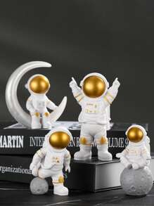 Astronaut Model Figurine Set, Home Decor Craft Desk Ornament, Spacecraft Spaceman Toy, Birthday Gift