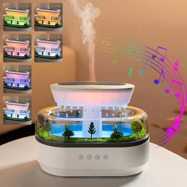 SEAGO Aroma-Luftbefeuchter, Regentropfen Luftbefeuchter, 7 Farben Regenfall Luftbefeuchter mit Regentönen, 250ml Mikrolandschaft Regentropfen Aromatherapie Diffuser für Zuhause Schlafzimmer, Büro, Geräuschloser Regenlampentimer, Automatische Abschaltung