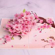 1 Cherry Blossom Pop-Up Greeting Card - Ideal For Mother's Day, Valentine's Day, Anniversaries And Birthdays - Includes Note Card And Envelope - 粉紅色 - 查看 5