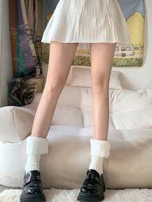 1/3 双女士舒适针织腿套，装饰性腿套袖口，柔软罗纹饰边，完美搭配踝靴，女式腿套，百搭日常穿着 - 短款腿套 - 查看 10