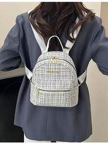 Korean Style Large Capacity Student Backpack, Plaid Pattern, Fashion, Versatile, Unique, Back To School Backpack - Multicolor - View 8