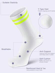 3/6 双女士及膝袜，秋冬保暖纯色运动大腿袜 - 彩色 - 查看 7