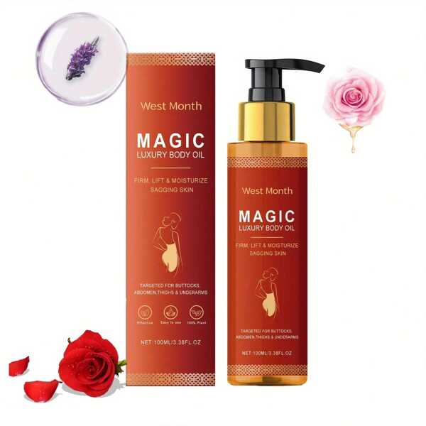 [Moisturizing & Firming] Rose Flower Firming Body Oil, Nourishing Moisturizing, Daily Care, Suitable For Daily Moisturizing Massage, Makes Skin Look More Radiant