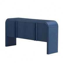 MERAX 62.2-Inch Wave-Pattern Console Table With 4 Doors And Adjustable Shelf,Curved Design Sofa Table Behind Couch,Rustic Narrow Entryway Table For Living Room, Foyer And Hallway, Navy Blue - Màu xanh hải quân - Xem 6