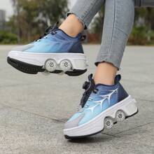 1 pereche de role unisex, pantofi transformabili cu patru roți pentru patinaj sau mers pe jos, potriviți pentru studenți și adolescenți, pantofi sport