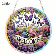 2D/平面 DIY 钻石画套装，欢迎标志亚克力独特造型艺术吊坠 DIY 不对称水晶家居墙门店装饰创意装饰礼物