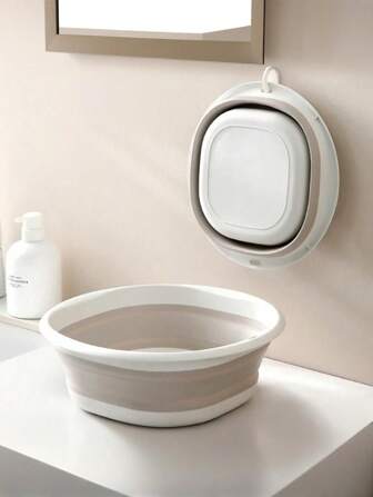 1 Set Foldable Basin, Face Basin, Vegetable Basin, Foot Basin, Easy To Clean, Lightweight And Collapsible, Suitable For Home, Dorm And Outdoor Camping Travel. Can Be Used As Camping Sink, Laundry Basin, Water Container, Fruit And Vegetable Wash Basin, Cleaning Supplies - Thickened Plastic Foldable Foot Basin And Face Basin - Back To School Essential. Folding Basin Set, Collapsible, Bucket, Wash Basin.