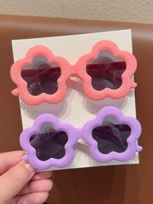 2/3/4件装 2026新款女童可爱漂亮花朵儿童时尚眼镜，仅卡片展示，不含运费 - 彩色 - 查看 5