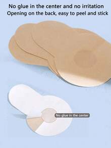 40pcs/Pack Disposable Lift Breast Petals, 10cm, Non-Woven Fabric, Suitable For Summer, Fits A/B/C Cup, Anti-Sagging - Beige - View 5