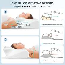 Cervical Pillow For Neck Pain Relief, Ergonomic Hollow Design, Odorless Memory Foam Pillow For Sleeping, Orthopedic Contour Neck Support Pillows For Side, Back, And Stomach Sleepers, White - White - View 6