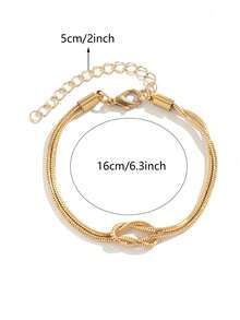 1pc Fashionable & Elegant Gold Love Knot Bracelet, Couples Matching Bracelet, Perfect Jewelry Gift For Friends - Gold - View 3