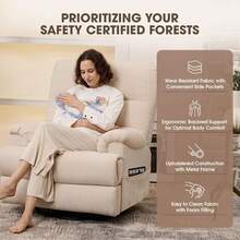 Large Glider Rocker Recliner,Beige Swivel Rocking Recliner Chair,Reclining Sofa Rocking Chair Nursery,23 Inches Deep Seat & 27 Inches High Back,For Living Room, Bed Room‎ (Beige) - Beige - View 6