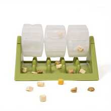 Dispensador de comida interactivo para gatos con pelota de premios - Amarillo y Verde, Comedero automático para estimulación mental y juego, Juguete fácil de limpiar para mascotas, Comedero lento para gatos y perros, Diseño lúdico, Funcionamiento sin electricidad