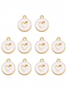 20pcs Fashionable Heart Shaped Drip Oil Zinc Alloy Pendants, Suitable For DIY Earrings, Necklaces, Bracelets Making