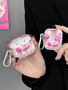 Vỏ hộp đựng tai nghe hình sứa hồng lãng mạn, Vỏ hộp đựng tai nghe họa tiết đại dương, Vỏ hộp đựng tai nghe trong suốt có 1 móc treo hộp đựng tai nghe, Tương thích với vỏ hộp đựng AirPod, Tai nghe, Pro (Thế hệ thứ 2), 3, Pro, 1/2, 4 - Nhiều màu - Xem 5