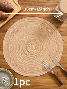 1/4/6/12 件平纹编织圆形餐垫，北欧现代风格，适用于家庭厨房、餐桌、碗、锅、杯子，防滑，适合节日派对、生日、婚宴（多种尺寸选择） - 卡其色 - 查看 20