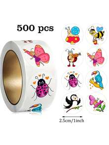 500 Stück Cartoon Tier Aufkleber, geeignet für Schreibwaren, Scrapbooking, Lehrermut, Geschenke, Karten, Fest Dekoration, DIY Etiketten, wasserfeste PVC Klebefläche, Schulbedarf, Schulanfang - Verschiedenfarbig - Übersicht 7