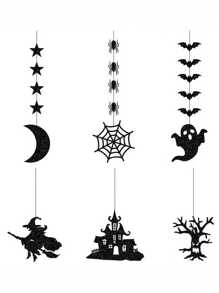 12pcs Halloween Spider Witch Ghost Bat Decoration Flower Hanging Ornaments, Halloween Creative Hanging Ornaments, Halloween Atmosphere Decoration Supplies, Holiday Home Decoration Pendants, Garden Holiday Hanging Ornaments, Halloween Outdoor Decoration, Haunted House Props, Suitable For Halloween Party Halloween Decor Fall Decor Room Decor
