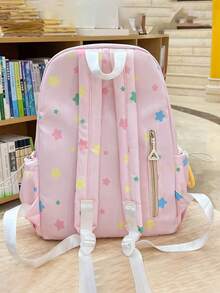 La mochila está adornada con estrellas de varios colores, incluyendo mochilas, bolsas de almacenamiento, bolsas de viaje, unisex, temporada de regreso a la escuela, regalos navideños, regalos de cumpleaños y regalos de regreso a la escuela - Multicolor - Ver 10