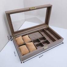 Caja de reloj de madera vintage de tamaño extra grande, caja de joyería con compartimentos para anillos, caja de almacenamiento y exhibición multifuncional para joyería