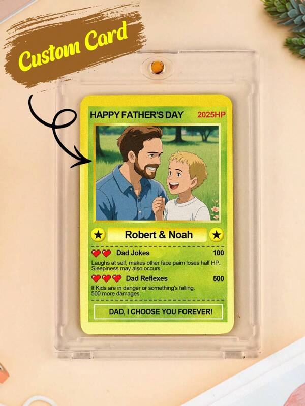 1 pièce Carte métallique personnalisée, carte de style de jeu personnalisée, carte-cadeau personnalisable pour papa, grand-papa, cadeau de la fête des pères