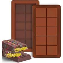 1pc 10 Cavity Chocolate Mold, Silicone Baking Mold Tool For Home Use - Brown - View 1