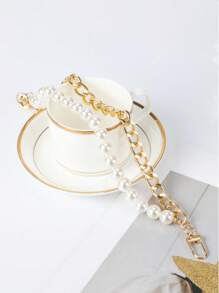 Random Vintage & New Style Gold Color Pearl Decor Bag Charm, Fashion Minimalist Elegant